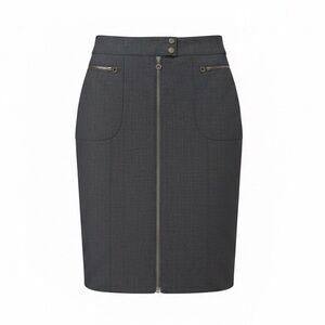 Womyn | Women’s Grey Zipper Front Pencil Skirt | 4
